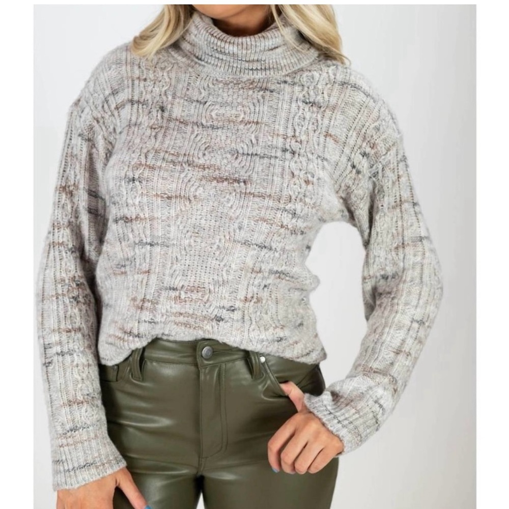 Sanctuary Cozy Mornings Turtleneck Sweater Neutral Colors‎